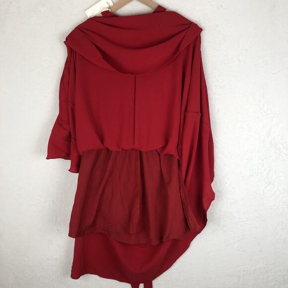 NWT GRACE KARIN Dress Sz L Cherry Red Halter Tie Wrap Ruffles Feminine Romantic - Picture 14 of 14
